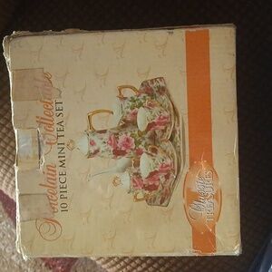 Charming Mini Floral Tea Set with Gold Handles